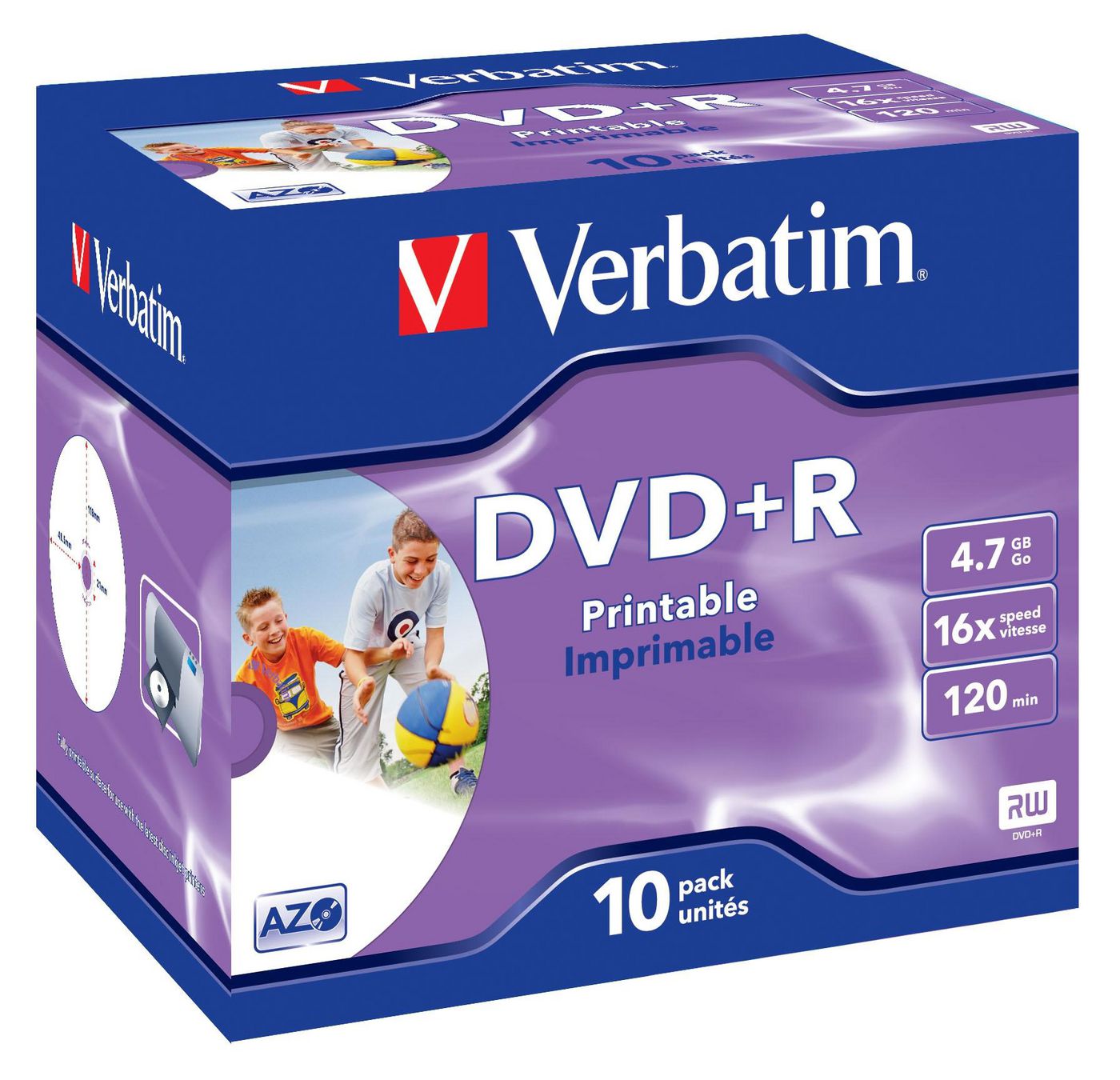 Verbatim 43508 DVD+R  16X, 4.7GB Wide Print. 