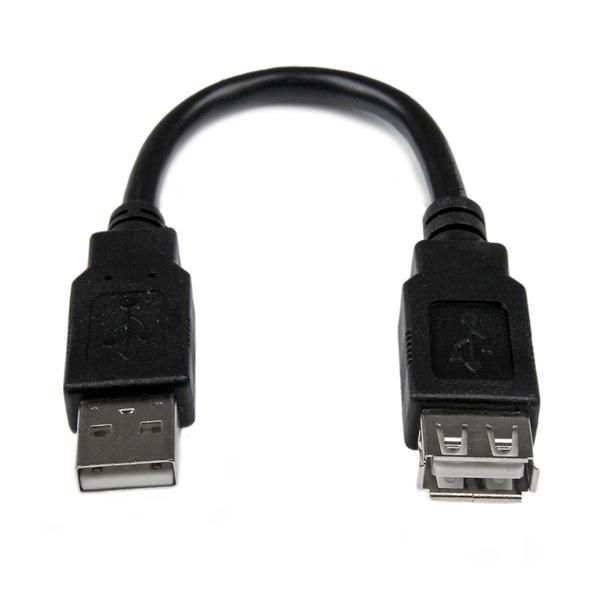 STARTECH.COM USB 2.0 Verlängerung 15cm - USB-A Verlängerungskabel Stecker auf Buchse - Schwarz