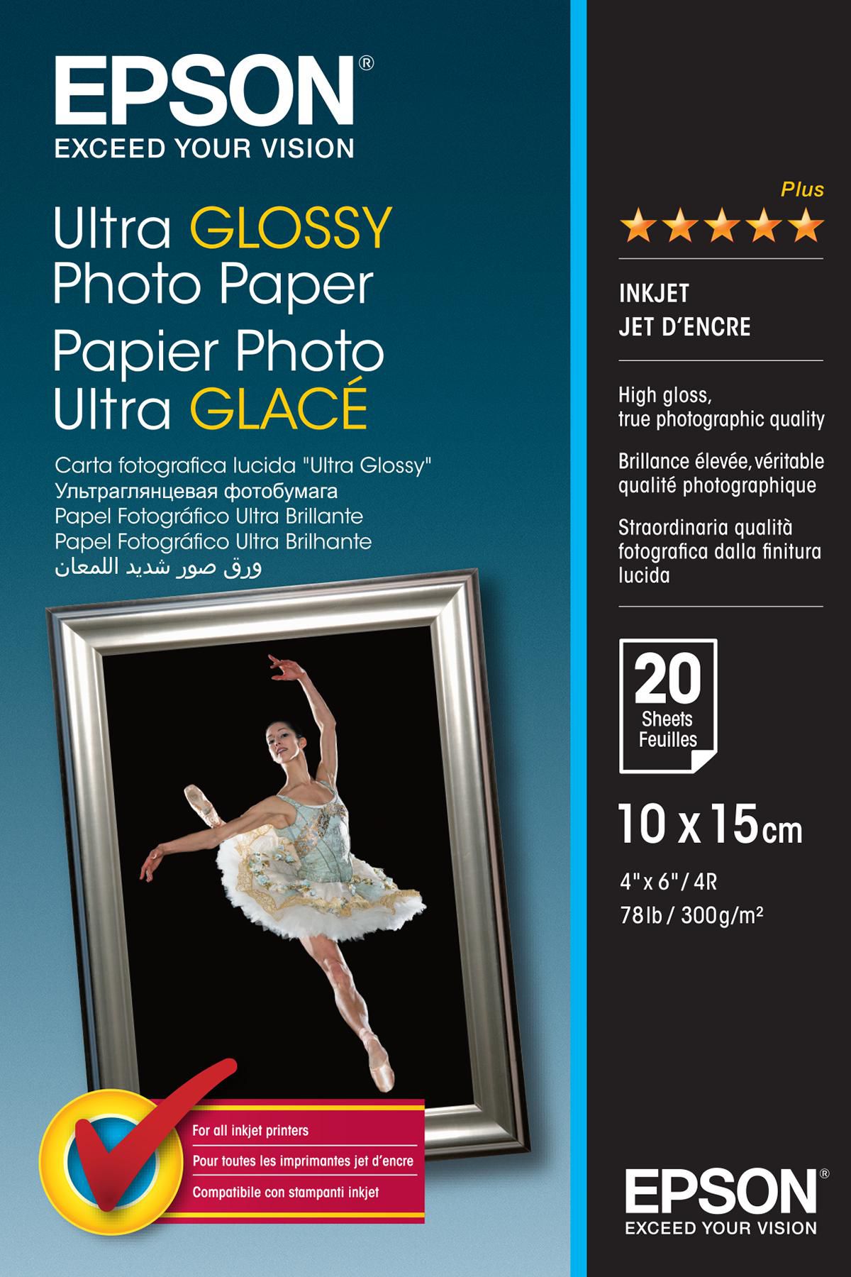 EPSON Fotopapier Ultra glossy 10x15 20Blatt für Stylus R200 R300 R320 R800 RX425 RX500 RX600 RX620