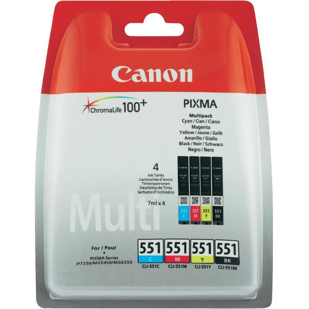 CANON CLI 551 C/M/Y/BK Multipack 4er Pack Schwarz, Gelb, Cyan, Magenta Tintenbehälter