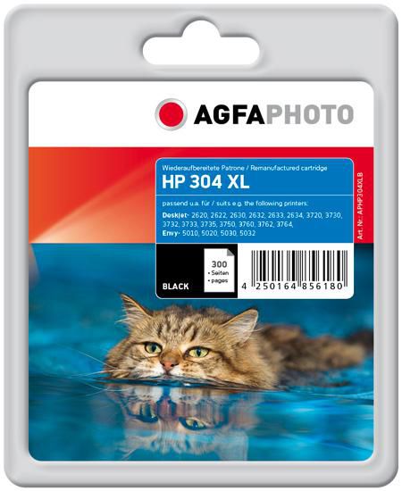 AGFA Photo Ink Cart. replaces HP Ink N9K08AE No.304XL black für Deskjet 3720 (APHP304XLB)