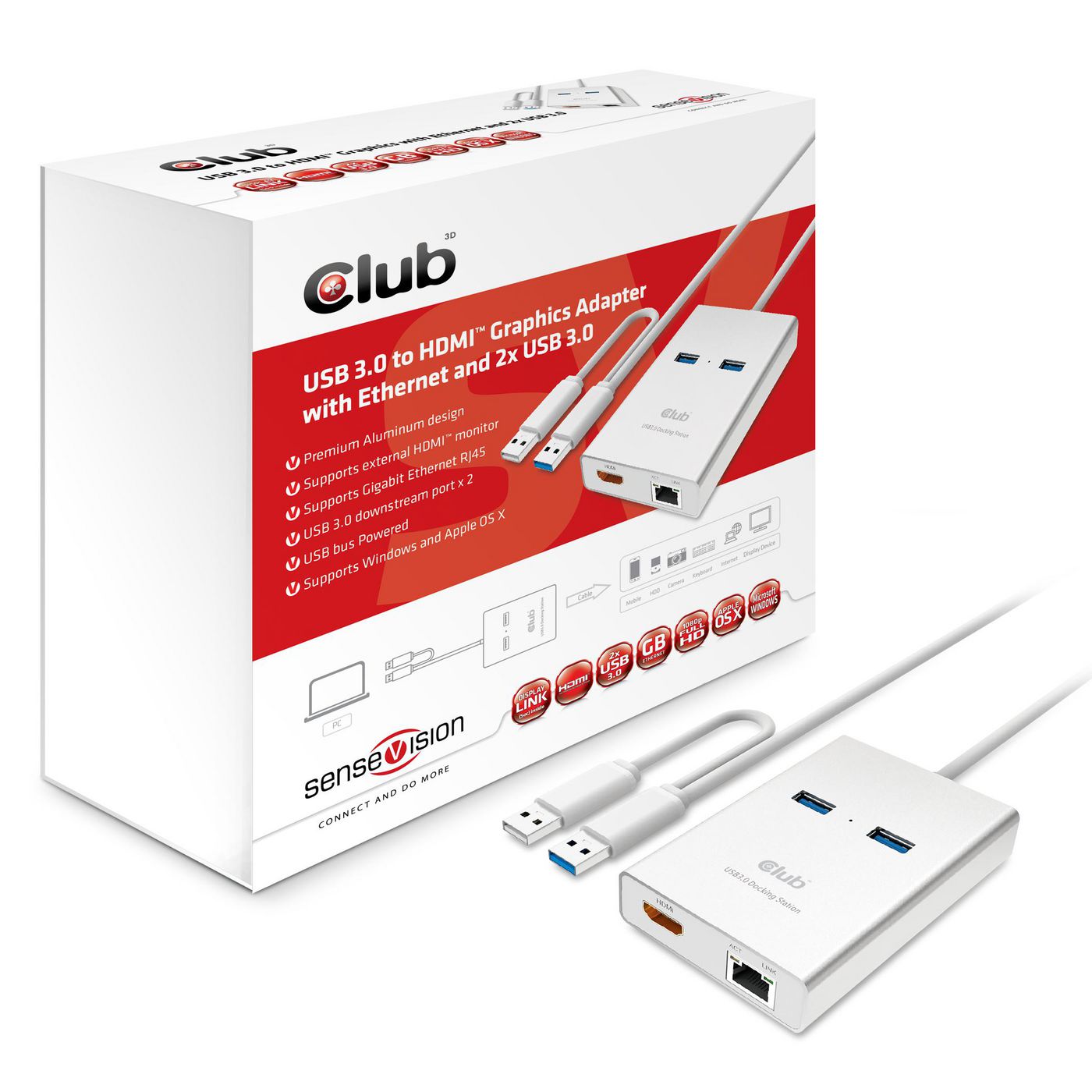 Club3D CSV-2600 adaptor USB 3.0 Typ A   HDMI 