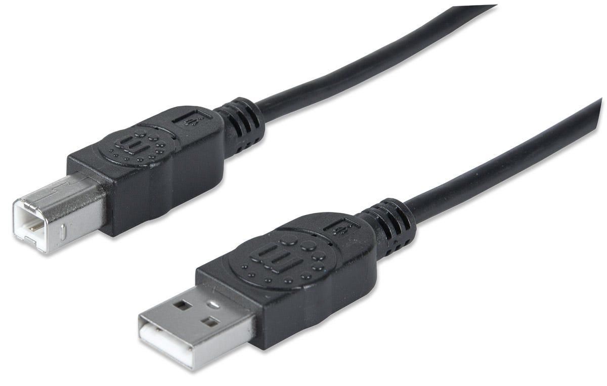 MANHATTAN USB 2.0 Anschlusskabel Typ A St.>Typ B St. 3,0m [bk]