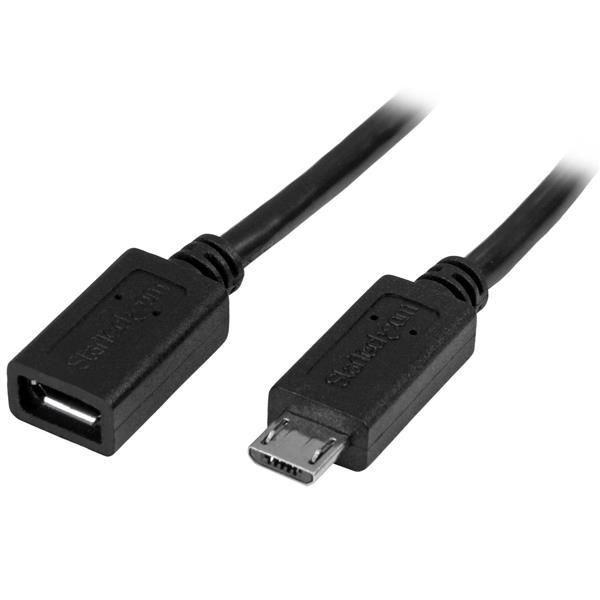 STARTECH.COM 0,5m Micro USB Verlängerungskabel - Stecker/Buchse - Micro USB Stecker zu Micro USB Buc