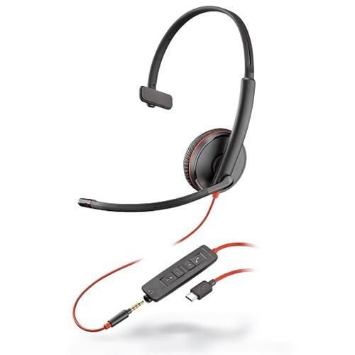 PLANTRONICS Headset Blackwire C3215 monaural USB-C & 3,5 mm