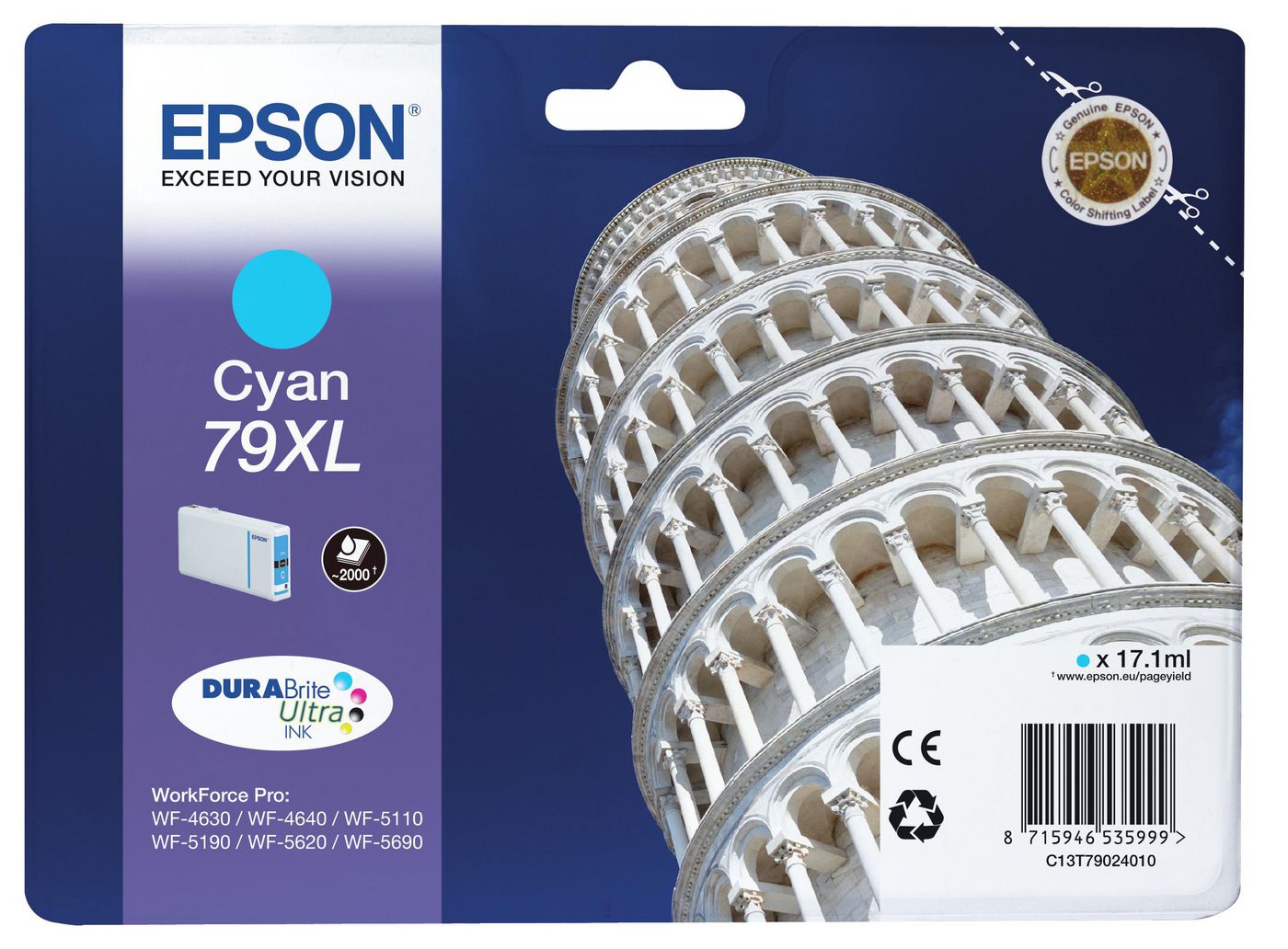Epson C13T79024010 T7902 Cyan Ink Cartridge XL 