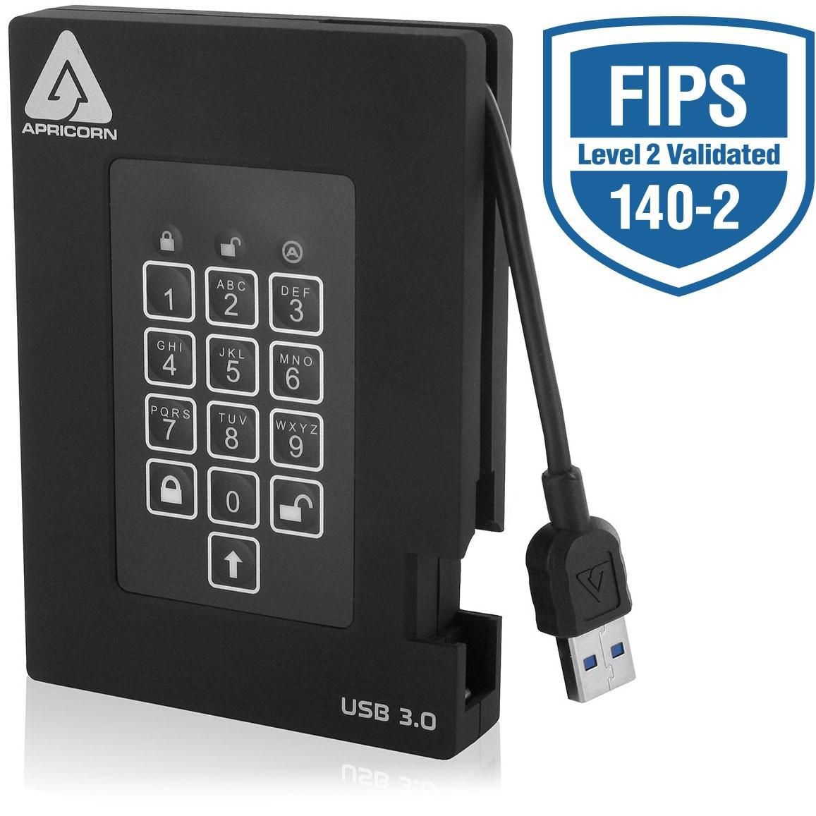 Apricorn A25-3PL256-2000F HDD 2TB Encrypted USB 3.0 