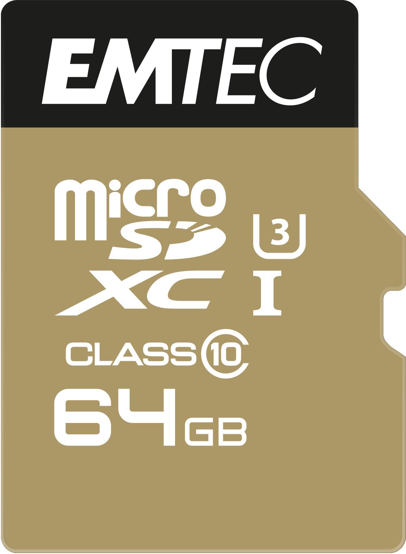 Emtec ECMSDM64GXC10SP MicroSD Card 64GB SDHC CL.10 