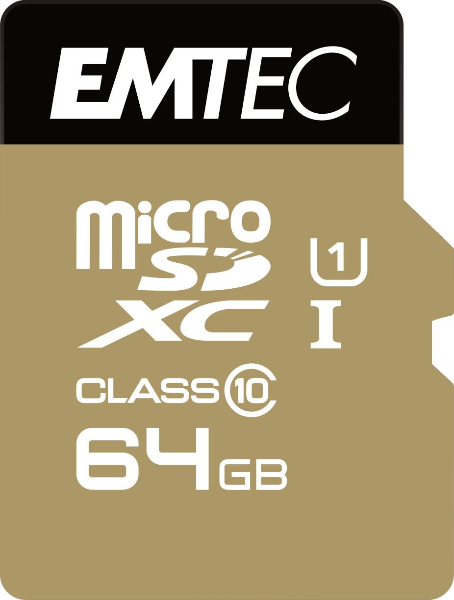 Emtec ECMSDM64GXC10GP MicroSD Card 64GB SDXC CL.10 