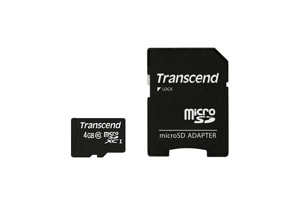 Transcend TS4GUSDHC10 MicroSD Card SDHC 4GB + Adapte 