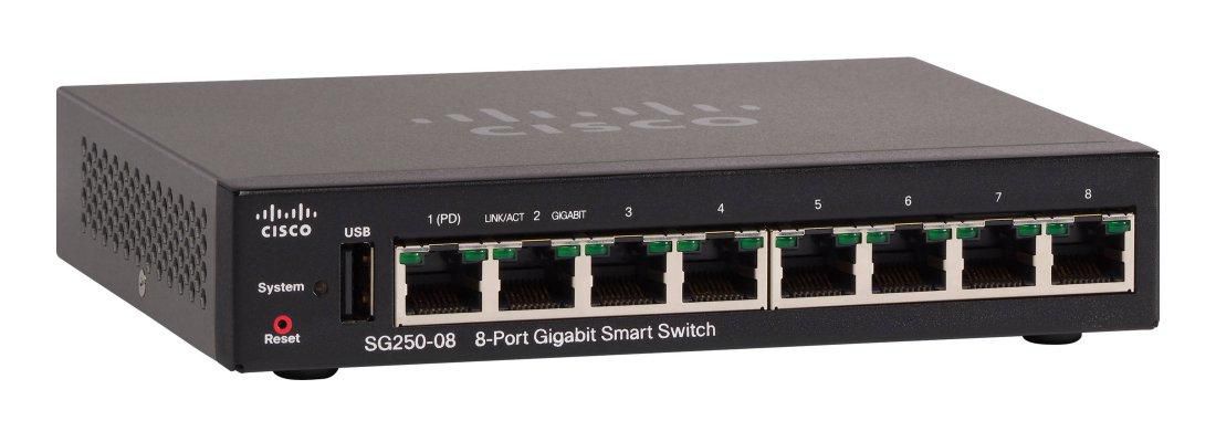 Cisco-SB SG250-08-K9-EU 8-Port Gigabit Smart Switch 