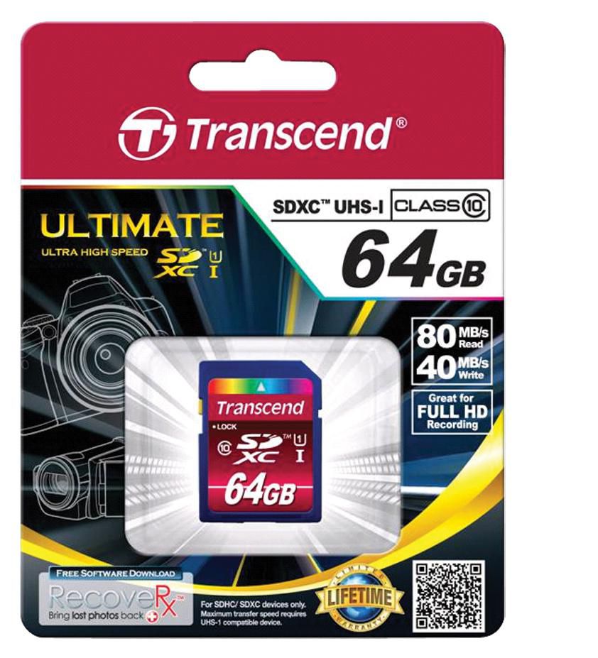 Transcend TS64GSDXC10 SD Card SDXC 64GB Class 10 