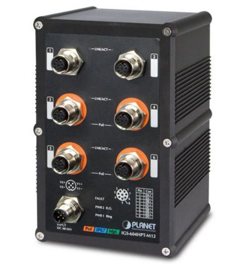 Planet IGS-604HPT-M12 IP67-rated Industrial L2+ 