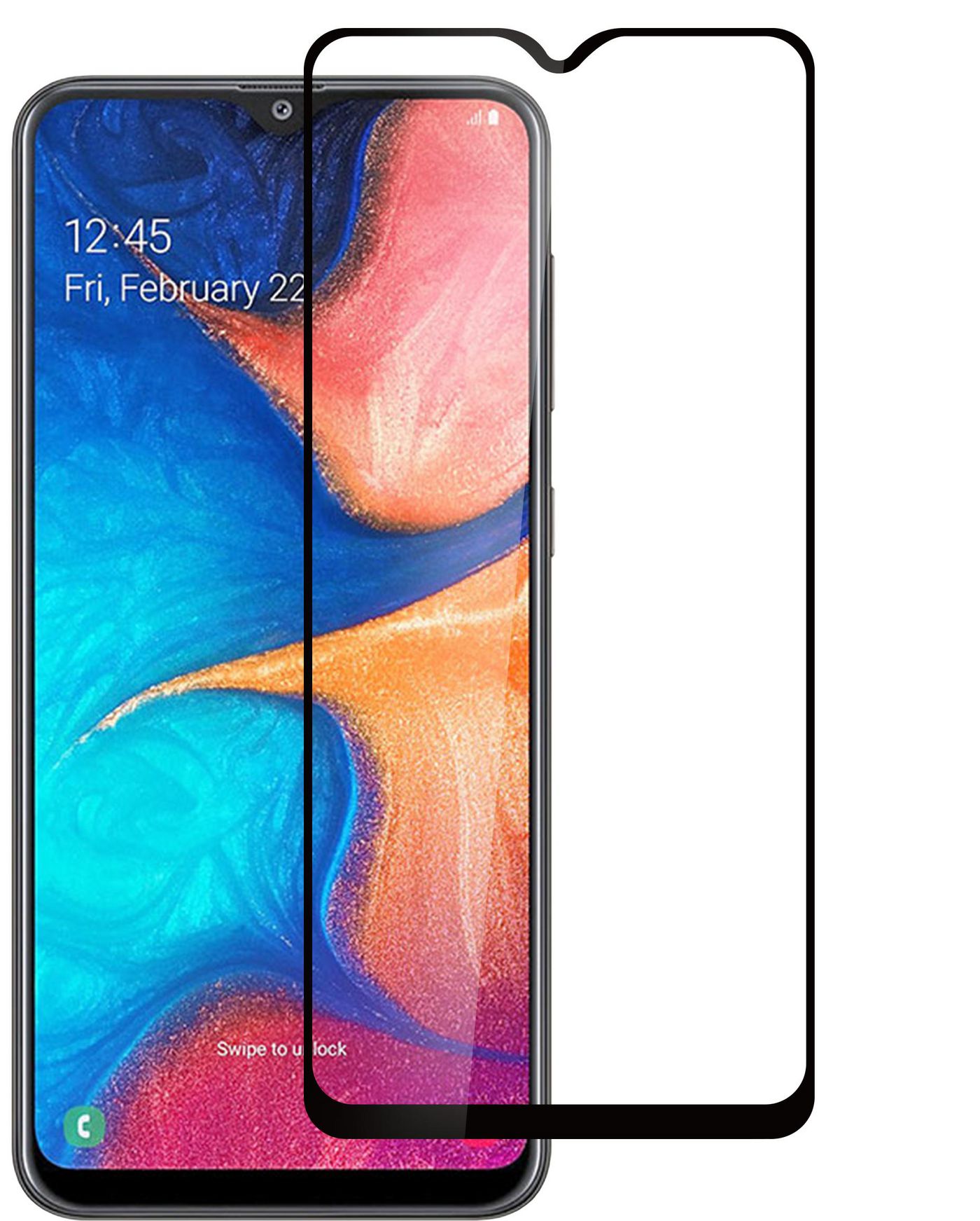 Samsung Galaxy A20 Black Full Cover, Full Glue