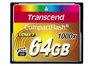 TRANSCEND 64GB Compact Flash Card 1000x