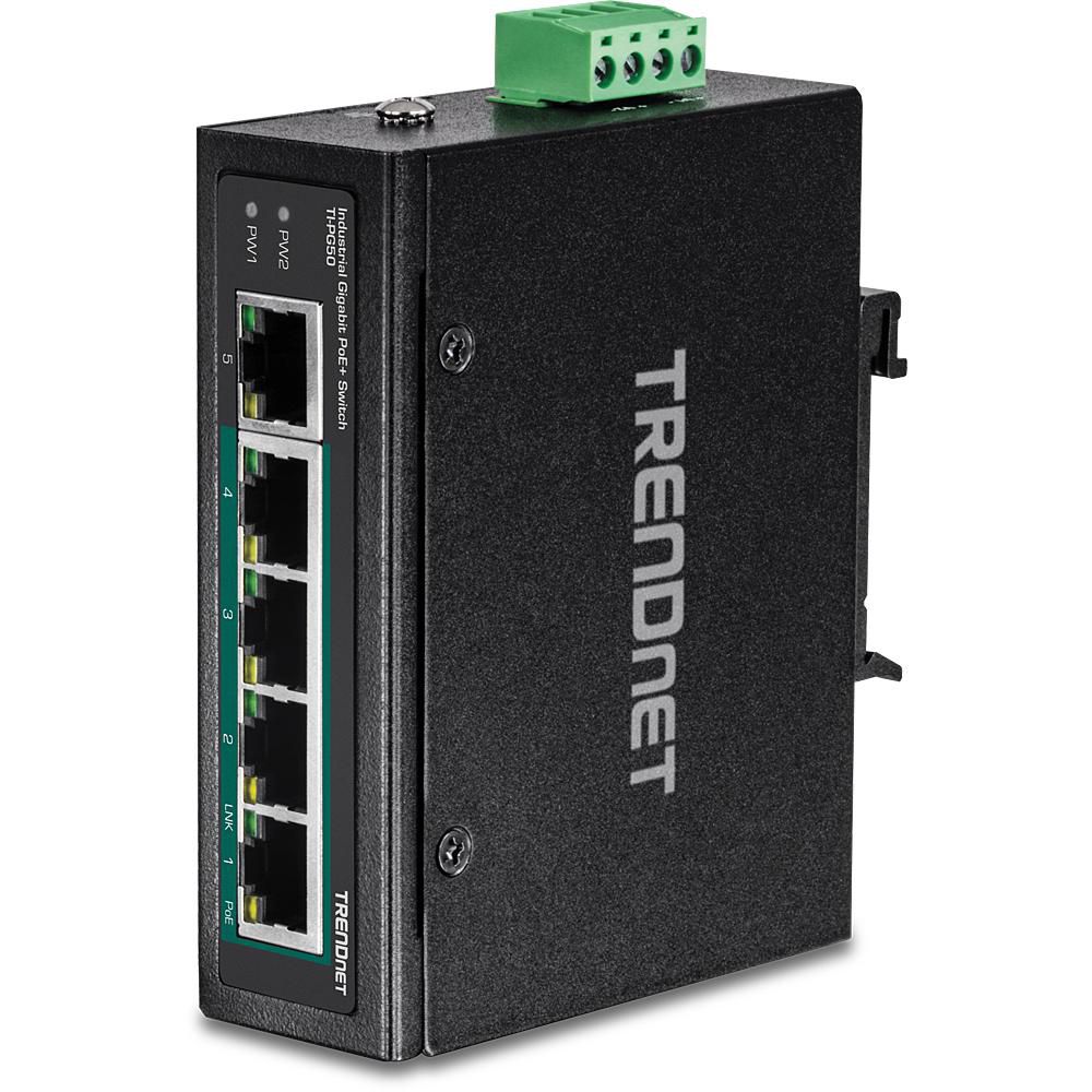 5-Port Industrial Gigabit PoE+ Wall-Mounted Front Access Switch