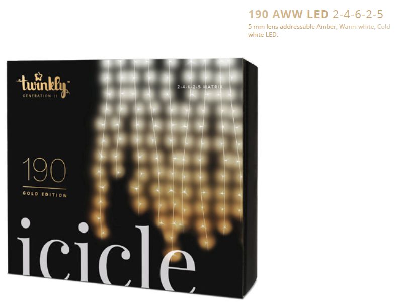 Twinkly TWI190GOP-TEU icicle 190 Gold Edi LED AWW 