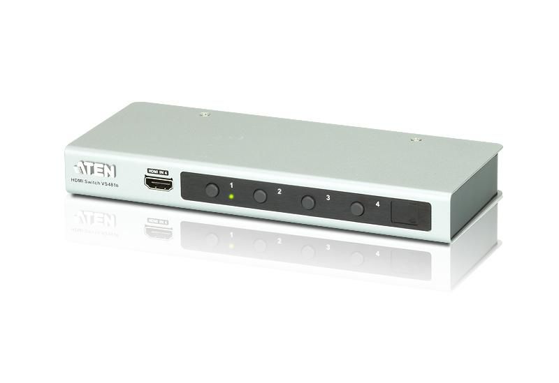 ATEN HDMI-Umschalter, elektronisch, ATEN VS481B, 4-fach, inkl. IR-Fernbedienung & Netzteil (DC5V)