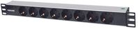 Intellinet 19" 1.5U Rackmount 8-Way Power Strip - German Type", With LED Indicator Only, No Surge Protection, 1.6m Power Cord (Euro 2-pin plug) - W124782162