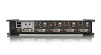IOGEAR 4 ports, 1920 x 1200, DVI-I, USB 2.0 A, USB 2.0 B, DDC2B, 2.1 Stereo, Microphone, LEDs - W124955216