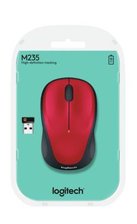 Logitech Wireless Mouse M235, RF Wireless, Red - W124584034
