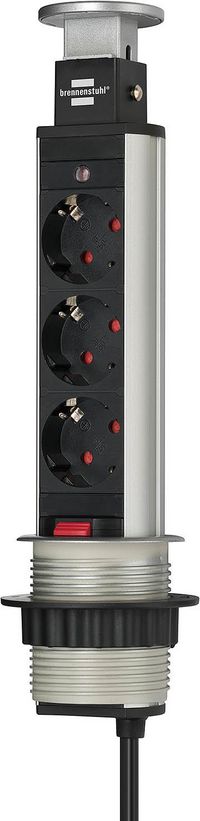 Brennenstuhl Tower Power Table Extension Socket 3-way 2m H05VV-F 3G1,5 retractable, for permanent installation - W124692577