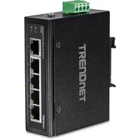 TRENDnet TI-E50, 5x 100MBs RJ-45, 4-pin terminal block, 1Gbps, 0.744Mpps, 12-56V DC, IP30, 104x82x32 mm - W125275535