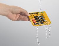 Casio 12-Digits BIG LC-Display, Plastic Keys, Water/Dust-Resistance, 1x CR2032, 175g, Yellow/Black - W124778535