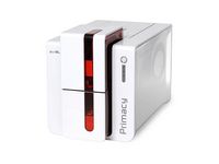 Evolis Card Printer, Single Sided, Monochrome, Thermal Transfer, 11.8 dots/mm (300 dpi), 850 cards/hour max, USB, Ethernet, Red - W125085925
