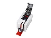 Evolis Card Printer, Single Sided, Monochrome, Thermal Transfer, 11.8 dots/mm (300 dpi), 850 cards/hour max, USB, Ethernet, Red - W125085925