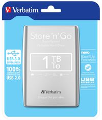 Verbatim Store 'n' Go, 1TB, 5400 RPM, USB 3.0, Silver - W124623160