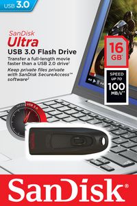 Sandisk 16GB, USB 3.0, 100MB/s, 128-bit AES - W124783610