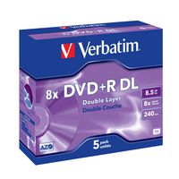 Verbatim DVD+R Double Layer Matt Silver 8x, 5pcs - W124415102