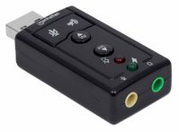 Manhattan Sound card Hi-Speed USB virtual 3D 7.1, Volume control, 14 x 26 x 57 mm, 8.5 g, Black - W125660302