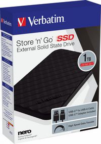 Verbatim 1TB SSD, USB 3.2 GEN 1, 119mm x 81mm x 7mm, Black - W125812526