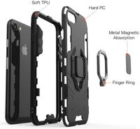 CoreParts Case for iPhone XR Shockproof Armor Case Military Grade Anti-Dropping, Black With Ring Holder(Work with Magnetic Car Mount) Anti-Scratch Shock-Absorption Case Full Body Protective Phone Case Silicone TPU Cover - W125872651