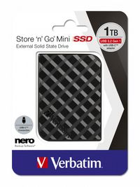 Verbatim Store 'n' Go Mini SSD, 1 TB, USB 3.2 Gen 1, Black - W125883309