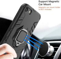 CoreParts Case for iPhone SE2 Shockproof Armor Case Military Grade Anti-Dropping, Black With Ring Holder(Work with Magnetic Car Mount) Anti-Scratch Shock-Absorption Case Full Body Protective Phone Case Silicone TPU Cover - W125872652