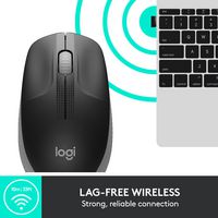 Logitech M190 Full-size wireless mouse, RF Wireless, Alkaline, Grey - W125905718