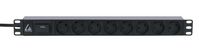 Lanview 19'' rack mount power strip, 2m, 10A with surge protection and 8 x Danish type K grounded sockets - W125960707