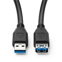 MicroConnect USB3.0 A-A, 2m, M-F, Black - W124377204