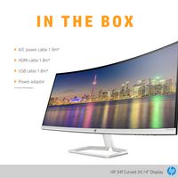 HP 86.36 cm (34"), WQHD (3440 x 1440 @ 60 Hz), 21:9, 300 cd/m², 1000:1 static, 10000000:1 dynamic, 5 ms gray to gray (with overdrive) - W126180944