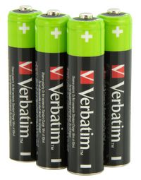 Verbatim AAA Premium Rechargeable Batteries HR03, 950mAh, 1.2V, NiMH - W126181780
