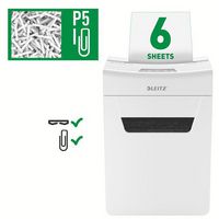 Leitz Super-quiet  and compact. Convenient and clean drawer pull-out bin. Shreds 6 sheets. P5 micro cut. - W126159325