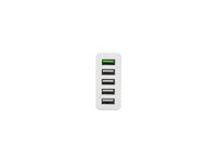 CoreParts Multi-Port USB Charger White 50W 5V 2.4A USB-A 5-ports with 2.4A each (Green port=QC3.0) Including 1.2m EU Power Cord, Multi-Port Charger - W124563233