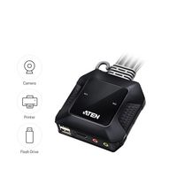 Aten 2-Port USB 4K HDMI Cable KVM Switch with Remote Port Selector - W125987488