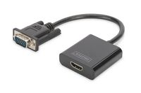 Digitus VGA to HDMI Converter Audio (3.5mm) Full HD (1080p), cable type (15 cm), black - W125436870