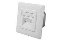 Digitus CAT 6A Class EA network outlet, shielded, 2x RJ45 LSA, pure white, surf. mount, vert. cable install. - W125148353
