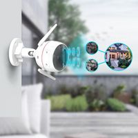 EZVIZ EZVIZ outdoor surveillance camera with AI & night vision in color, IP67, WLAN, outdoor IP camera 1080p FHD, dual lens, artificial intelligence, body and vehicle detection, color night vision, active defense, flashing light, siren, two-way audio , C3X, microSD card and 24 hour free cloud recording, Alexa and Google Home compatible - W125508314