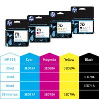 HP 712 3-pack 29-ml Yellow DesignJet Ink Cartridge - W125916949